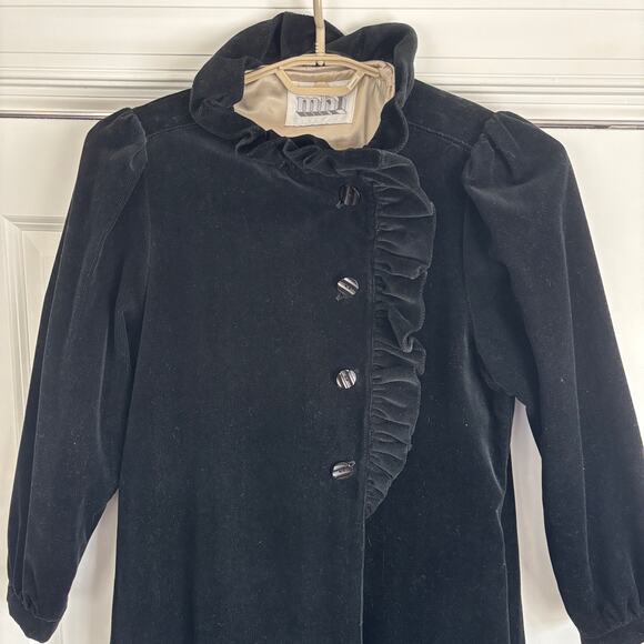 VINTAGE Maharishi MHI Black Victorian Overcoat 12 car coat lady coat ruffle - Picture 3 of 12